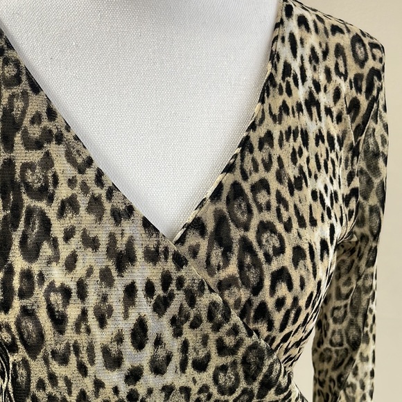 Leopard Print Sheer Blouse, Size M - Picture 2 of 6